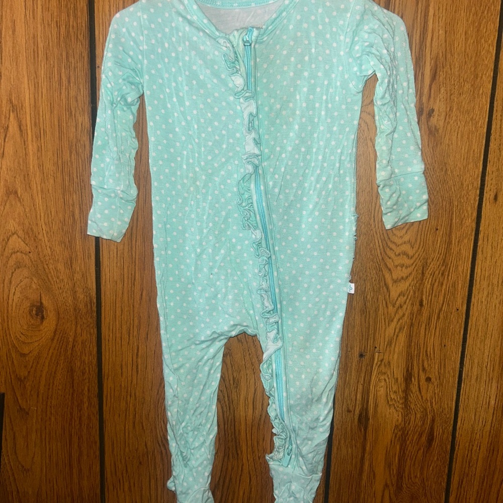 Posh Peanut Aqua Polka Dot Footie Pajamas